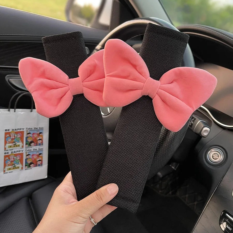 Cute Bow Velvet Car Seat Belt Shoulder Cover