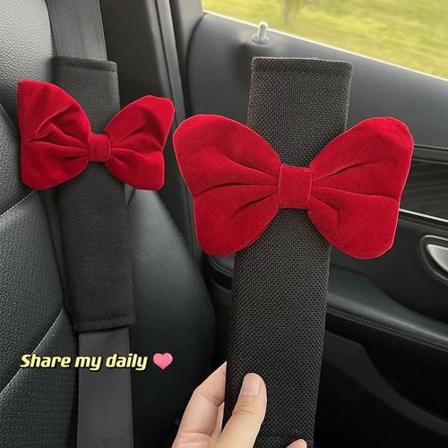 Cute Bow Velvet Car Seat Belt Shoulder Cover