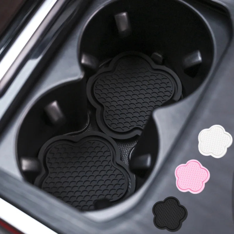 2PCS Anti-Slip Flower Silicone Car Cup Coasters