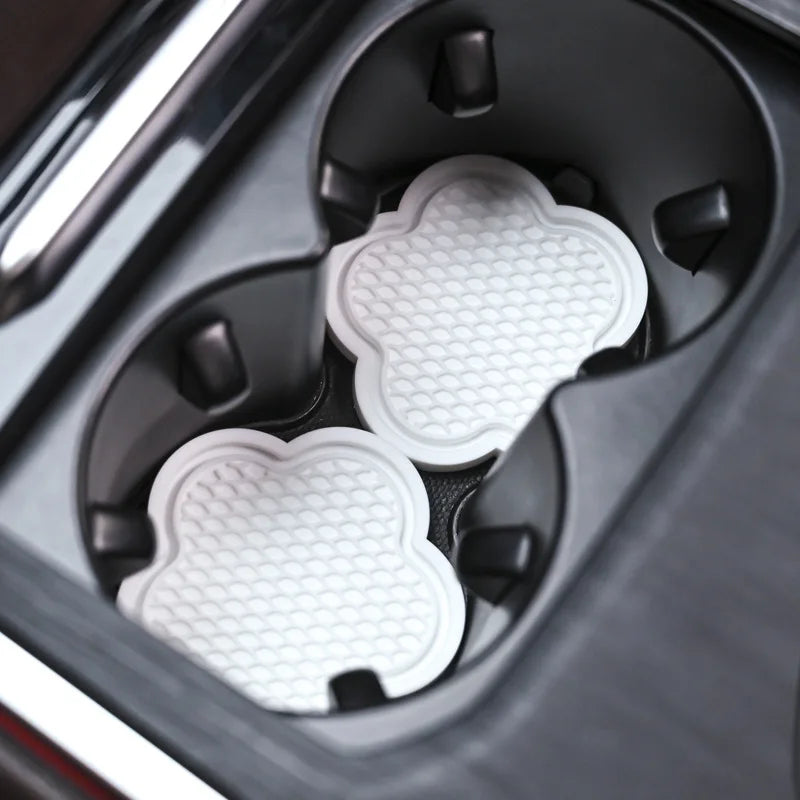 2PCS Anti-Slip Flower Silicone Car Cup Coasters