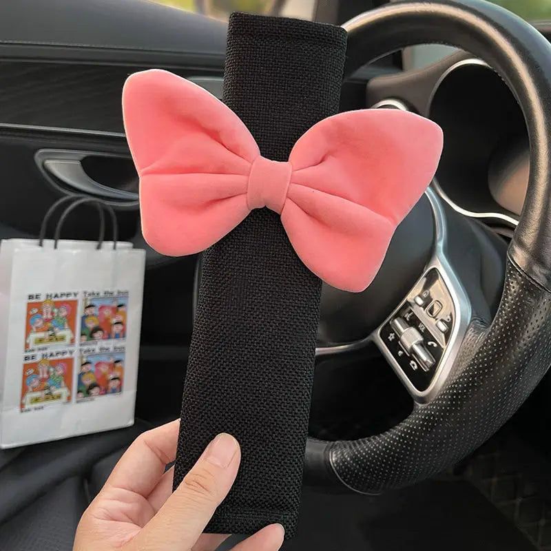 Cute Bow Velvet Car Seat Belt Shoulder Cover