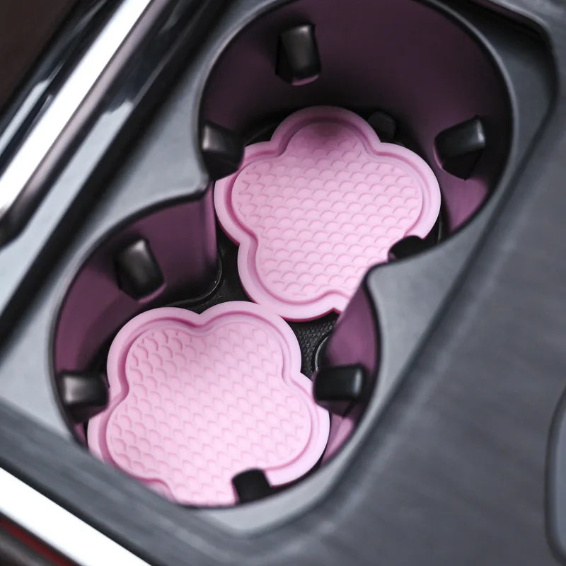 2PCS Anti-Slip Flower Silicone Car Cup Coasters