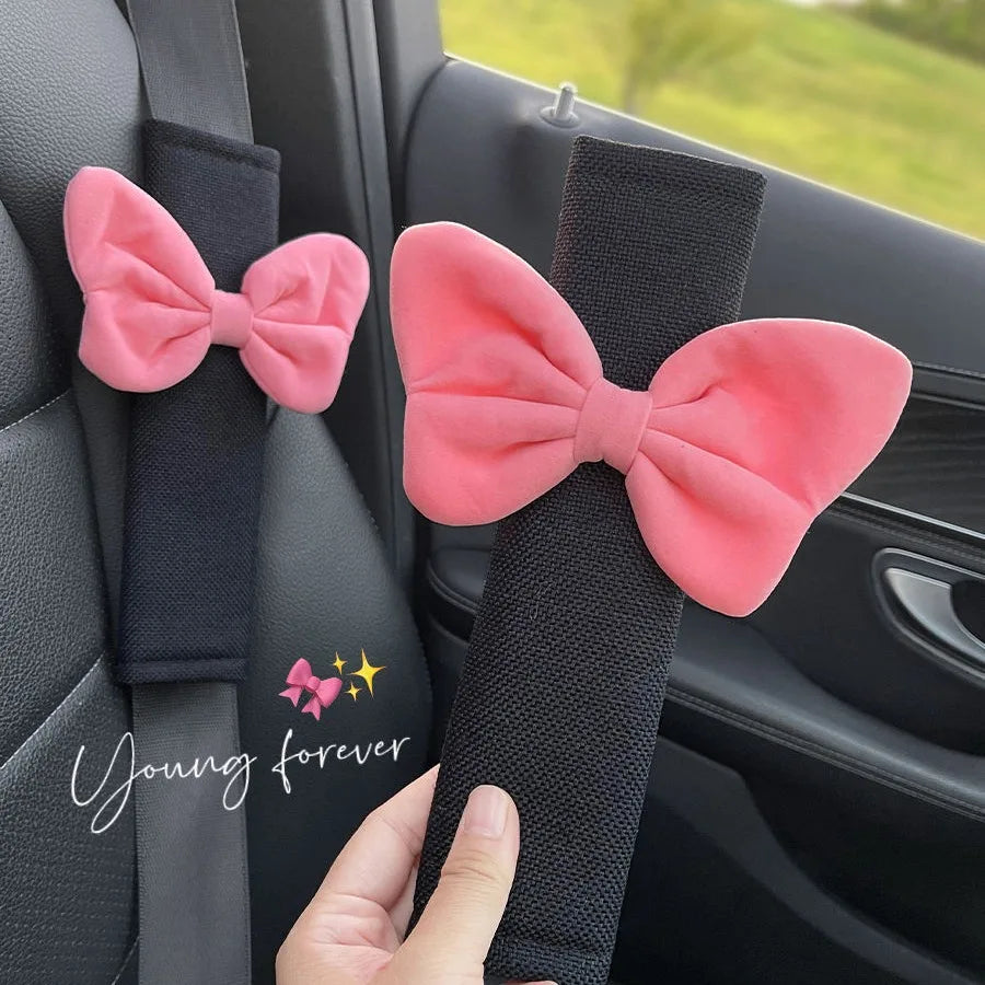 Cute Bow Velvet Car Seat Belt Shoulder Cover