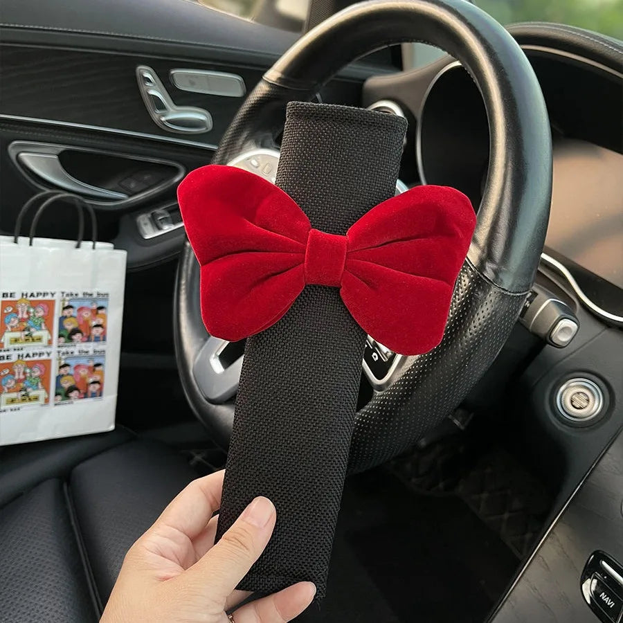 Cute Bow Velvet Car Seat Belt Shoulder Cover