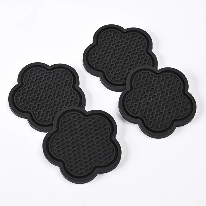 2PCS Anti-Slip Flower Silicone Car Cup Coasters