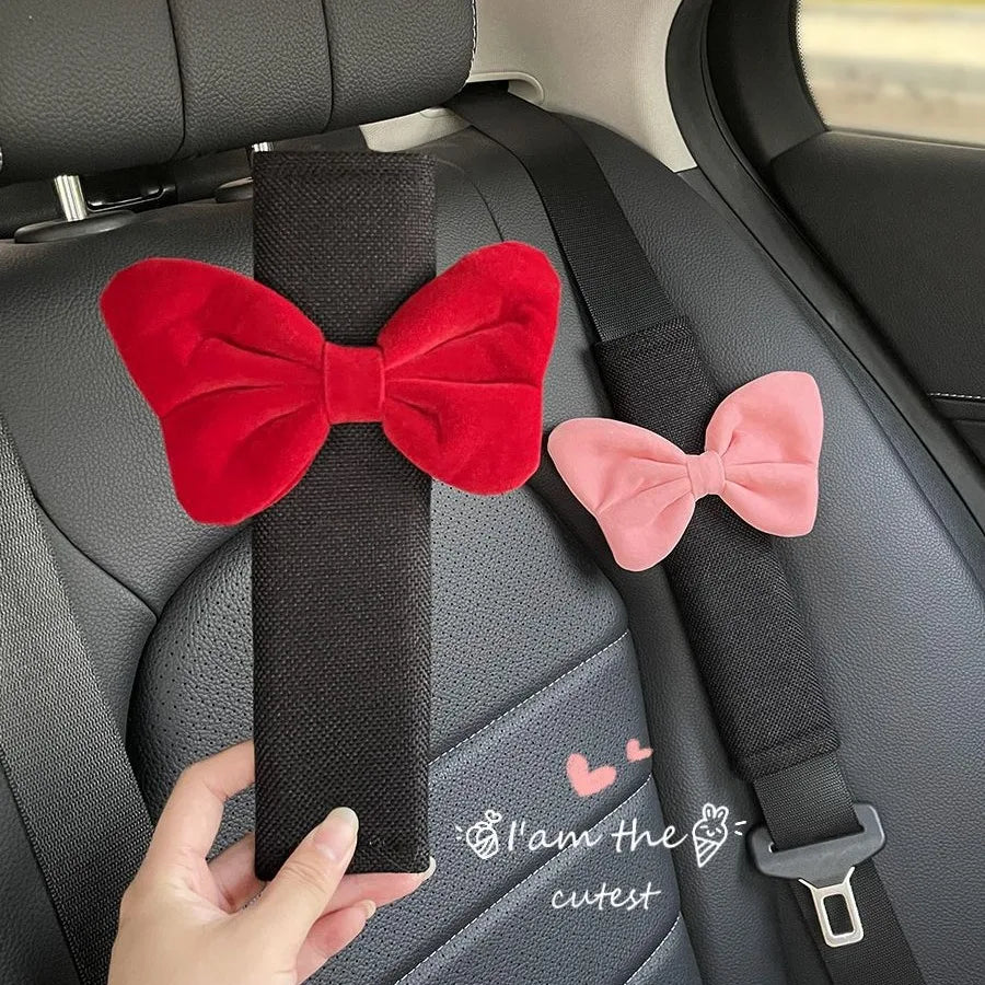 Cute Bow Velvet Car Seat Belt Shoulder Cover