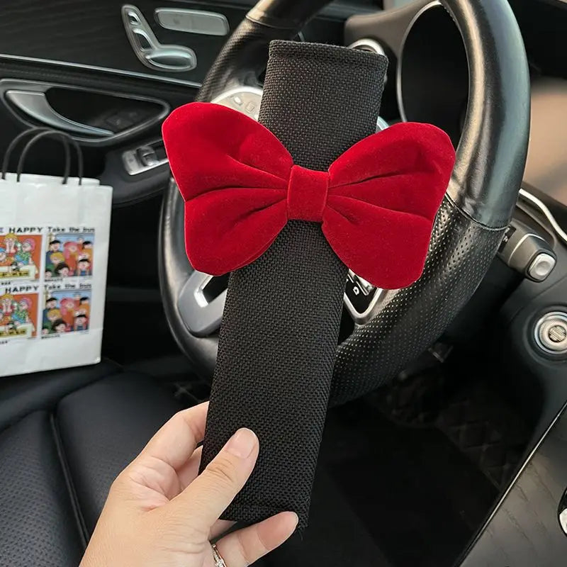 Cute Bow Velvet Car Seat Belt Shoulder Cover